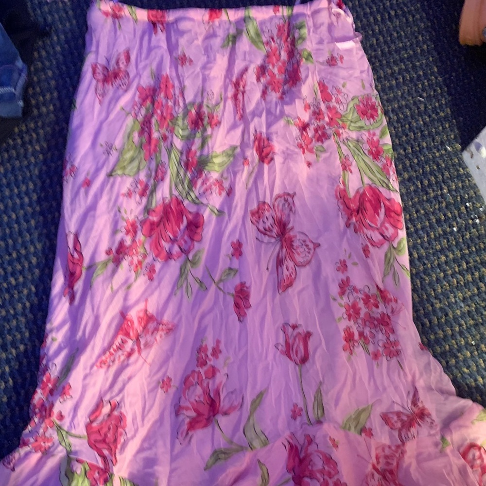 long pink butterflies skirt